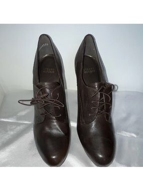 Stuart Weitzman Dark Brown Leather Lace-Up Pointed-Heel Women's Shoes